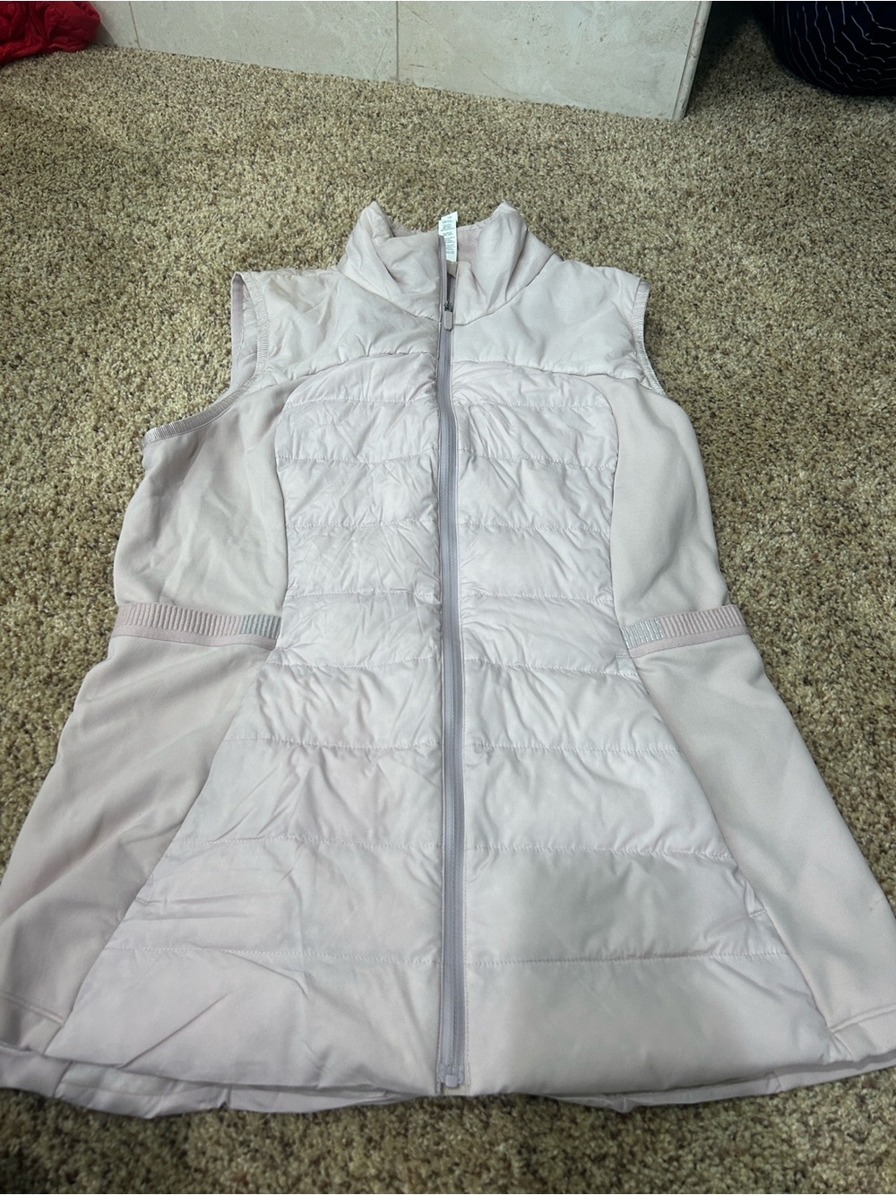 Lululemon down for it all quilted vest porcelain pink color